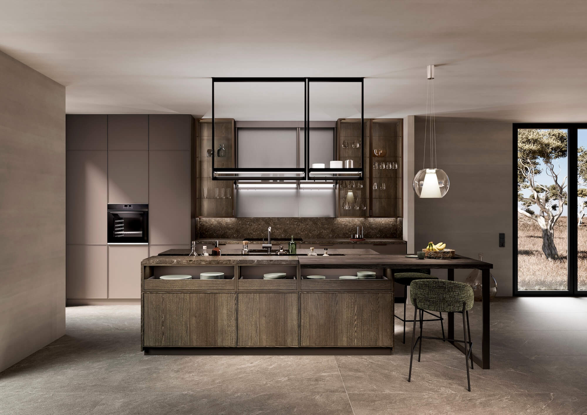 LEICHT WAKUU Designkueche Echtholz Metalliclack